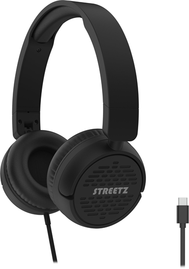 Picture of HC210 ausins STREETZ, mikrofonas, garsumo reguliavimas, USB-C, juodos / HC210-BLK / 6612120