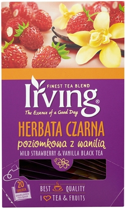 Picture of Irving HERBATA CZARNA POZIOMKOWA Z WANILI 20 KOP. IRVING ( 1,5 ML X 20 TOREBEK) 970379