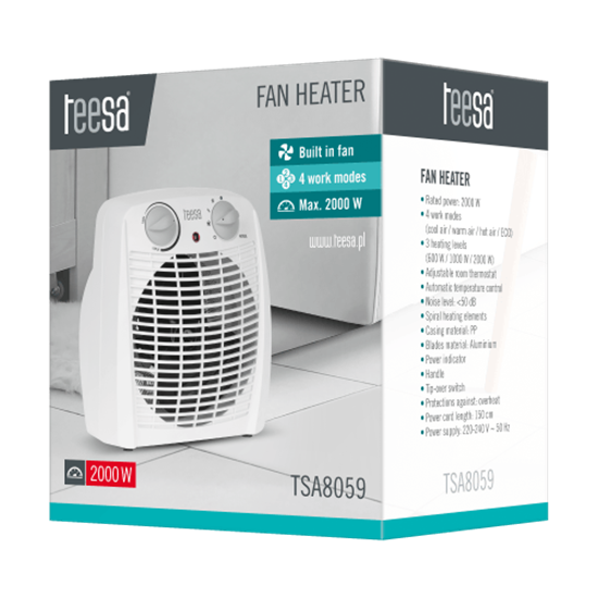 Picture of Jaudigs Siltā un Aukstā gaisa ventilators | 800, 1200, 2000W | Kabelis 1.50m