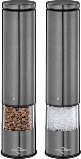 Picture of Kchenprofi Boston - Elektryczne mynki do soli i pieprzu z ceramicznym mechanizmem mielcym 23x5 cm 2 szt. (szary)
