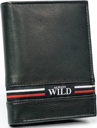 Picture of Kemer Pionowy, skórzany portfel mski bez zapicia z ozdobn lamówk