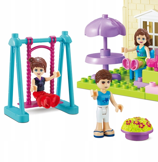 Picture of Klocki konstrukcyjne domek z ogrÃ³dkiem dziewczÄcy 146 elementÃ³w