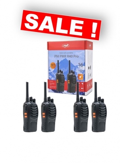 Picture of Komplekts ar 4 rācijām PMR R40 PRO, akumulatori, lādētāji un austiņas iekļautas komplektā