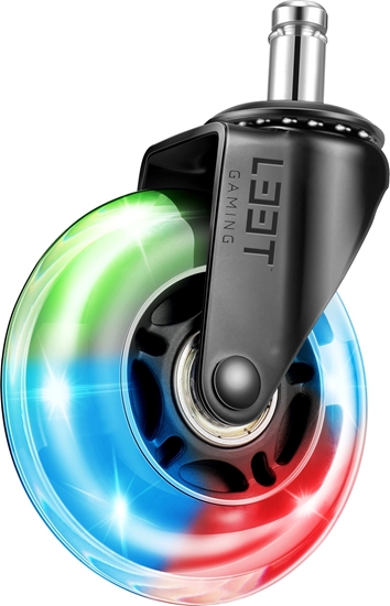 Изображение L33T L33T Gaming Stol hjul - 3" Gummi - Gummirollen, RGB-Licht blinkend, 5 Stk