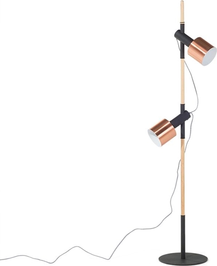 Picture of Lampa podogowa Beliani Lampa podogowa regulowana drewniana czarna OWENS