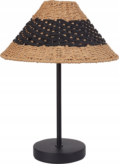 Picture of Lampa stoowa Beliani Lampa stoowa pleciona beowa z czarnym MOMBA