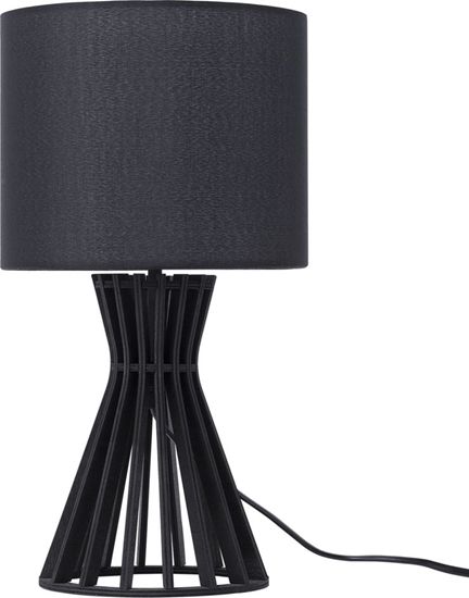Изображение Lampa stoowa Beliani Lampka nocna drewniana czarna CARRION