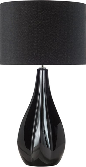 Изображение Lampa stoowa Beliani Lampka nocna porcelanowa czarna SANTEE