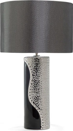 Picture of Lampa stoowa Beliani Lampka nocna porcelanowa czarno-srebrna AIKEN