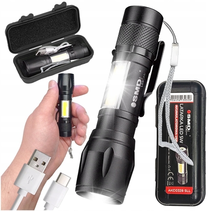 Attēls no LATARKA LED ZOOM AKU 5W XPE+ COB+ ETUI