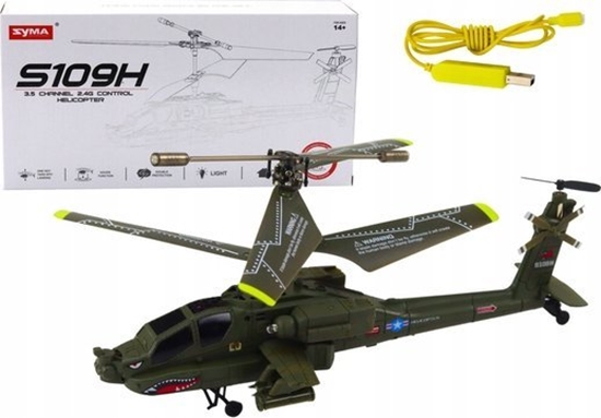 Изображение LeanToys Helikopter Militarny Apache Zdalnie Sterowany RC Syma S109H Khaki LEAN Toys