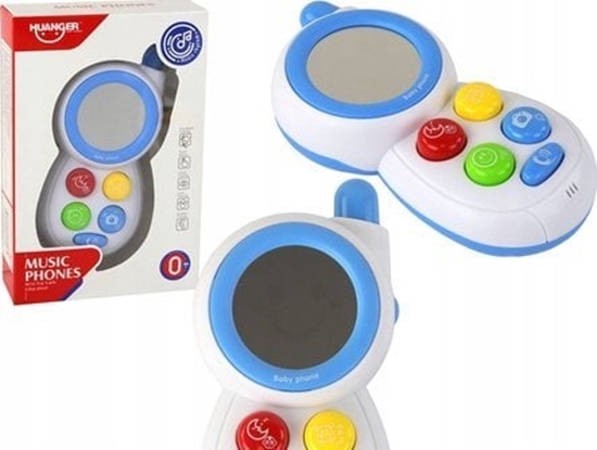 Picture of LeanToys Niebieski Dziecicy Telefon Interaktywny wiata Dwiki Lusterko