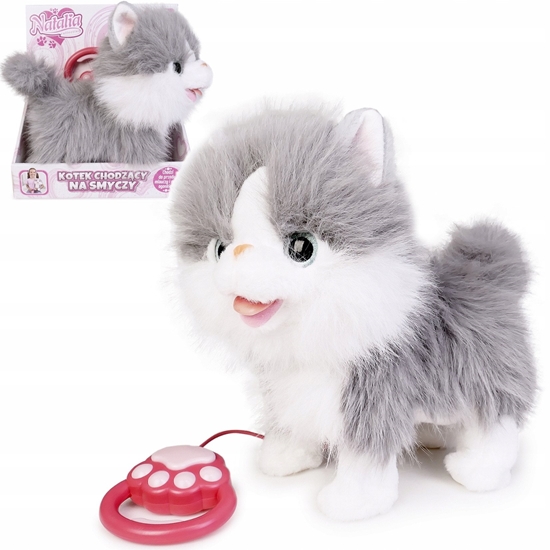 Picture of Maskotka interaktywna Kot chodzcy na smyczy szaro-biay