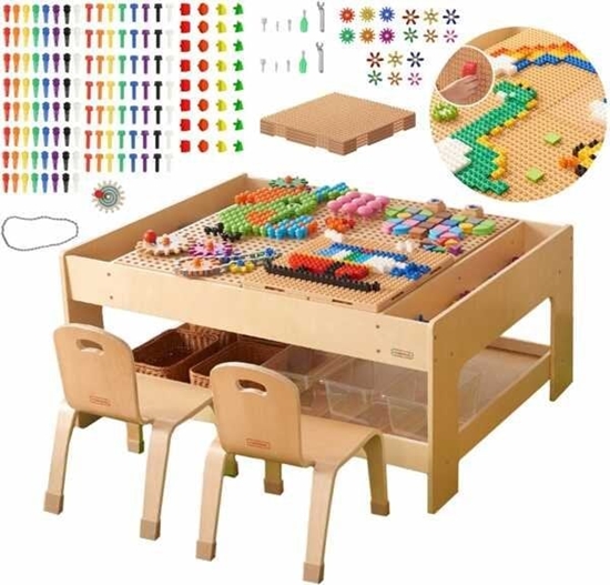 Picture of Masterkidz Drewniany Stó Edukacyjny + Akcesoria Stem Wall + 563 Klocków