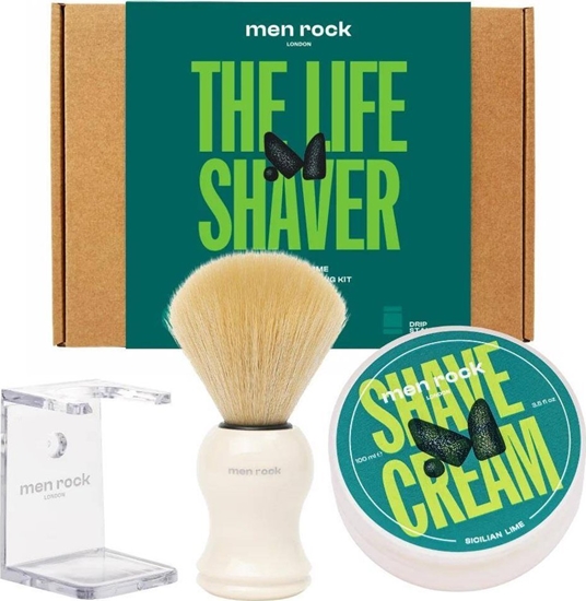 Picture of MenRock The Life Shaver Sicilian Lime zestaw krem do golenia 100ml + pdzel do golenia + stojak na pdzel