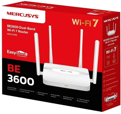 Picture of MERCUSYS MR25WBE EasyMesh WiFi7 router (BE3600, 2,4GHz/5GHz,1xGbEWAN,3xGbELAN)