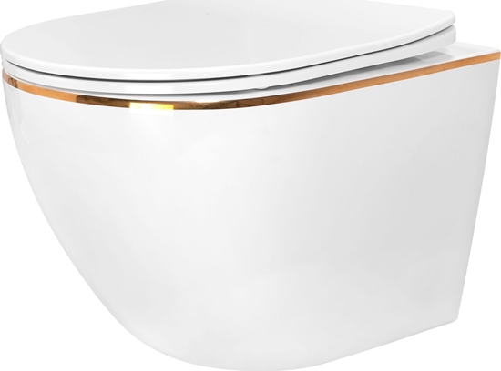 Picture of Miska WC Rea Misa WC podwieszana Carlo white Mini Flat Gold Edge