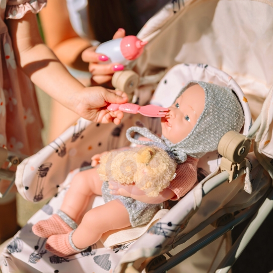 Picture of ML WOOPIE ROYAL Lalka Bobas 36 cm w Ubranku z Misiem Akcesoria do Karmienia