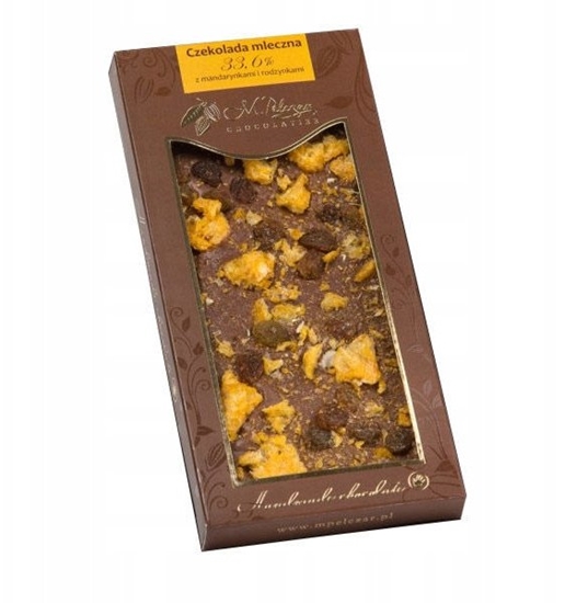 Picture of Mleczna czekolada M.Pelczar Chocolatier z mandarynkami i rodzynkami 85g