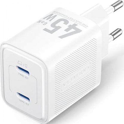Attēls no MOBILE CHARGER WALL 45W USB-C/2P WHITE FEFW0-EU VENTION