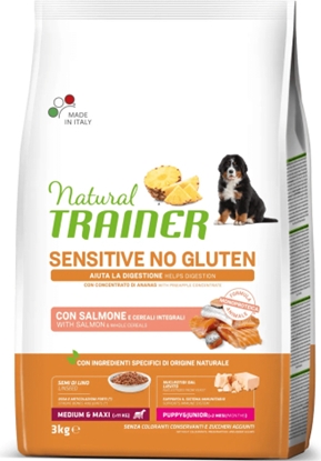 Attēls no NT DOG Sensitive No Gluten Puppy&Junior Medium-Maxi S&R 60gr - pilnvērtīga barība lielo un vidējo šķirņu kucēniem un junioriem, ar lasi.