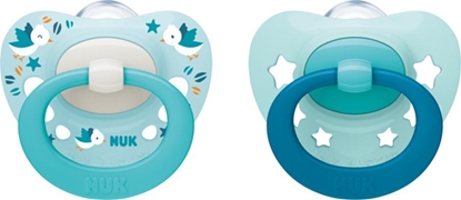 Изображение NUK Smoczek uspokajajcy silikonowy Signature 2szt 0-6m ptaszki turkus