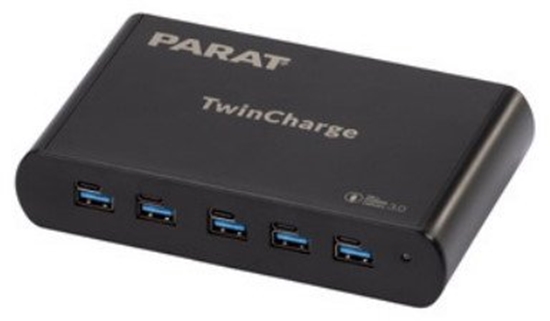 Изображение PARAT PARAPROJECT TC5 TwinCharger GaN fr 5 Gerte USB-A / USB-C PD/QC schwarz