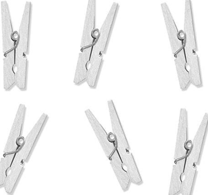 Picture of Party Deco Klamerki drewniane mini, biae, 3 cm, 20 szt.