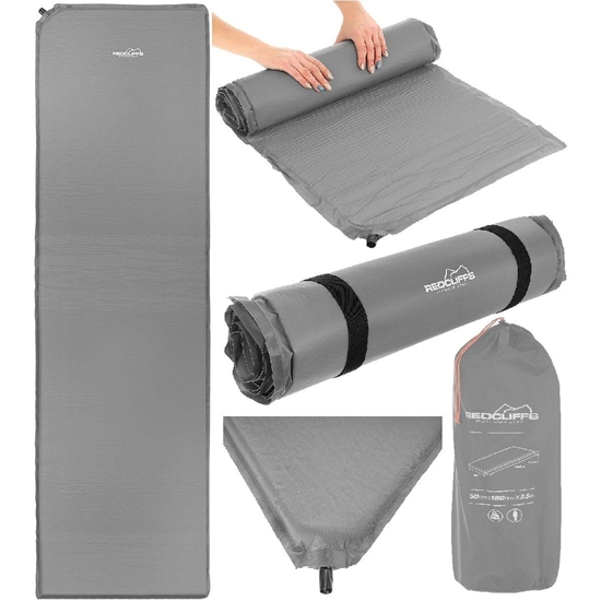 Изображение Pašpiepūšošais tūristu paklājiņš, matracis, 180x50x2,5 cm, pelēks, Redcliffs