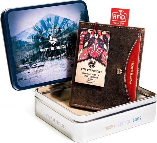 Picture of Peterson Czarny, pionowy portfel mski ze skóry naturalnej  Peterson NoSize