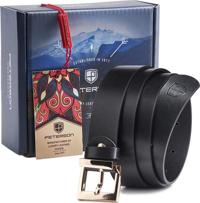 Изображение Peterson Minimalistyczny pasek damski z kwadratow klamr  Peterson 90 cm