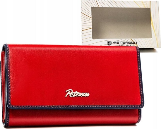 Изображение Peterson Pojemny, skórzany portfel damski na zatrzask i suwak - Peterson NoSize