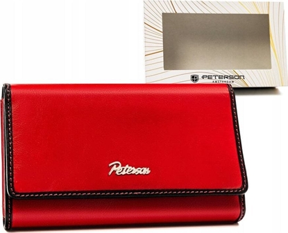 Изображение Peterson Pojemny, skórzany portfel damski na zatrzask i suwak - Peterson NoSize
