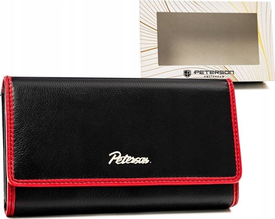 Изображение Peterson Pojemny, skórzany portfel damski na zatrzask i suwak - NoSize