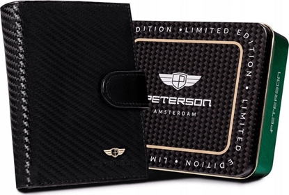 Изображение Peterson Skórzany portfel mski w orientacji pionowej zamykany na zatrzask  Peterson NoSize