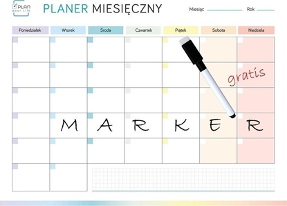 Изображение Plan your life Planer magnetyczny miesiczny tczowy + marker