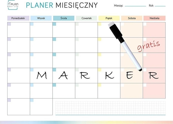 Picture of Plan your life Planer magnetyczny miesiczny tczowy + marker