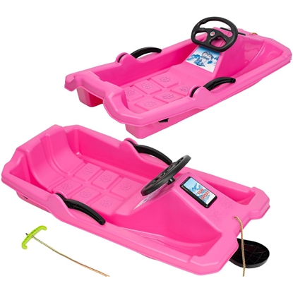 Picture of PLASTMASAS RAGAVAS AR BREMZI UN STŪRI ADAŚ 84x43x25CM ROZĀ