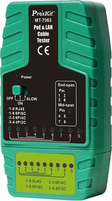 Изображение PoE ir LAN tinklu kabeliu testeris, RJ11/RJ12/RJ45, Pros'sKIt