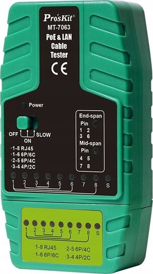 Изображение PoE ir LAN tinklu kabeliu testeris, RJ11/RJ12/RJ45, Pros'sKIt