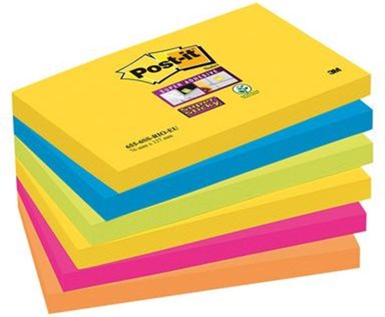 Picture of Post-it BLOCZEK SUPER STICKY 655-6SS-RIO, paleta RIO DE JANEIRO, 76x127mm, 6x90 kartek (3M0572)