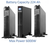 Изображение Profesionāls Apkures sist. tīras sinusoīdas UPS Invertors ar akum. 32x12V/7Ah | 6000W | LCD displejs