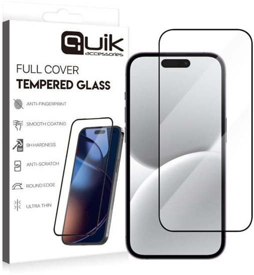 Изображение Quik Accessories Full Cover Tempered Glass for Apple iPhone 16