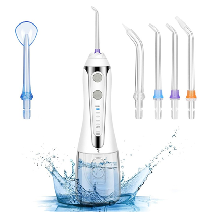 Attēls no Riff HF2 IPX7 bezvadu irrigators 300ml ūdens tvertne / 5 uzgaļi / 5 režīmi White