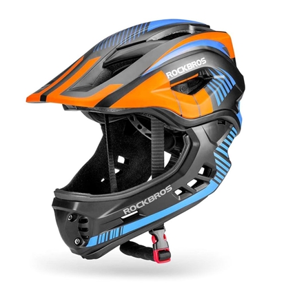 Picture of Rockbros Rockbros TT-32SOBL-S children's bicycle helmet with removable chinbar, size S - black and orange