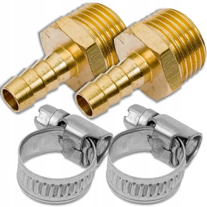 Picture of Rockforce Sztucer pneumatyczny gwint zewntrzny 1/2"-  jodeka 8mm (kompl. 2 szt. + sprzga do mocowania)