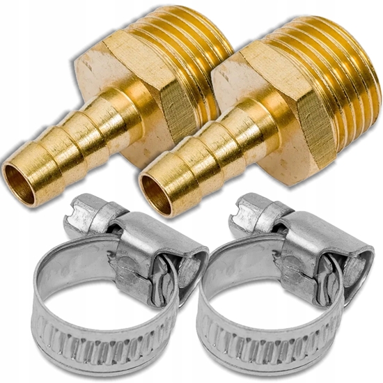 Picture of Rockforce Sztucer pneumatyczny gwint zewntrzny 1/2"-  jodeka 8mm (kompl. 2 szt. + sprzga do mocowania)