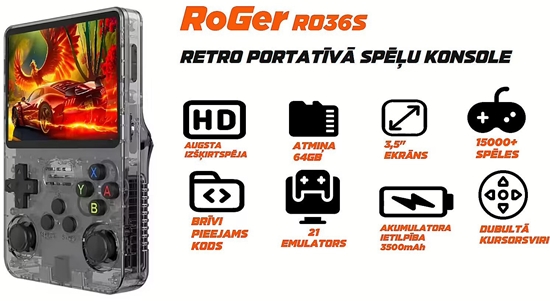 Picture of Roger RoGer RO36S HD 3.5" Retro Handheld Game Console 64GB / 21 emulator / 15000+ games