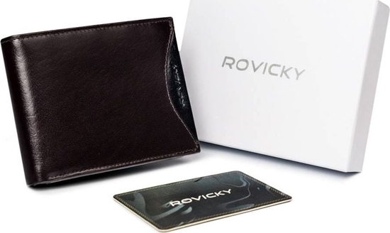 Picture of Rovicky Cienki portfel mski z naturalnej skóry licowej ze schowkiem na suwak Rovicky Nie dotyczy