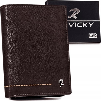 Изображение Rovicky Pionowy, skórzany portfel mski z ozdobnym przeszyciem NoSize